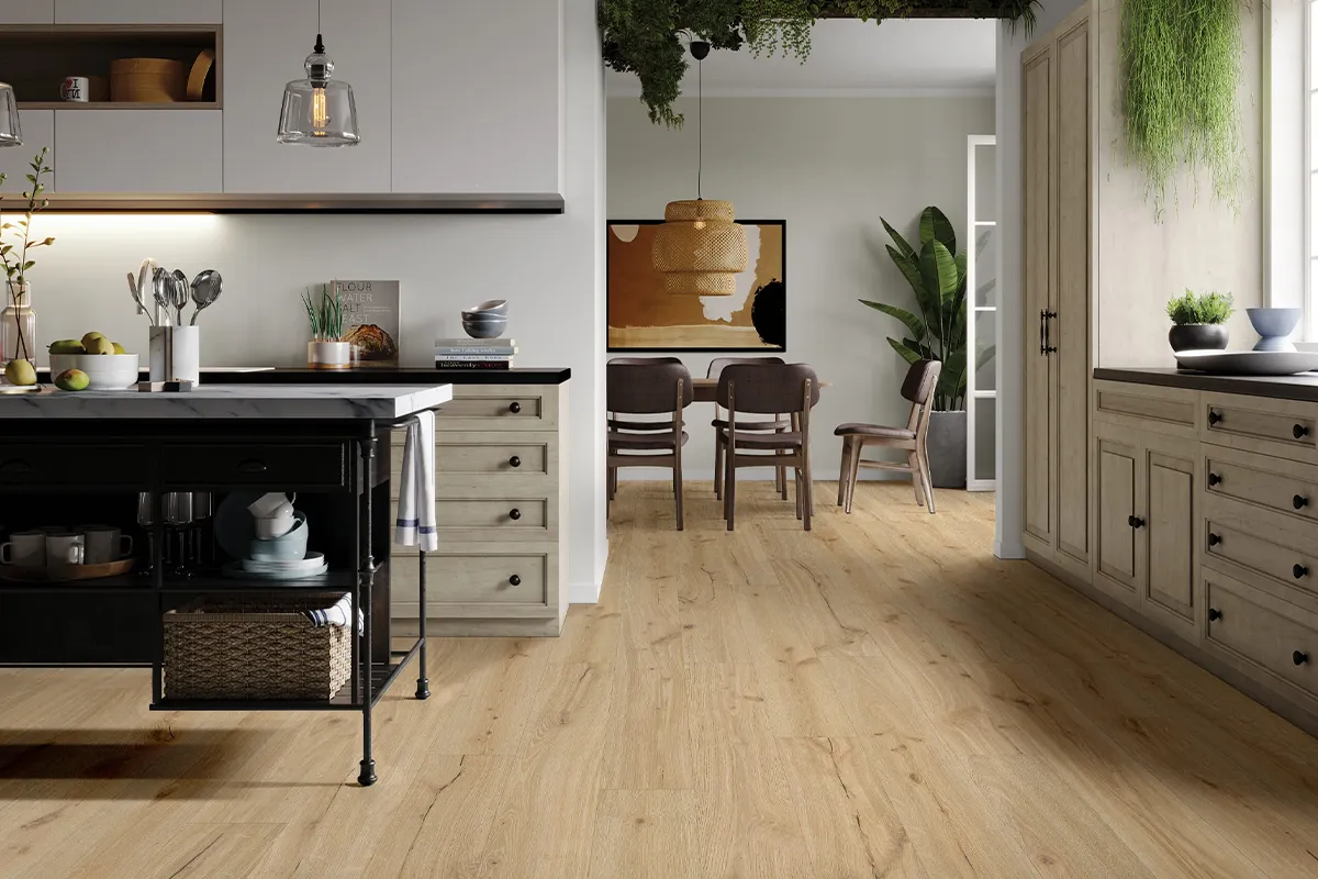 Kuchnia z podłogą laminowaną