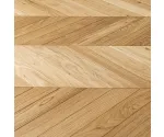 Dąb Eco (Chevron – jodełka francuska) Szczotkowanie, Fazowanie V4, Lakier Wymiary: 405x65x10,5/2,5(+/-0,5) mm
