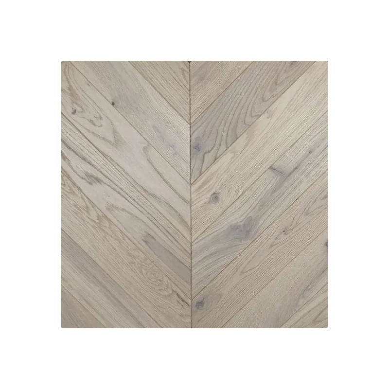 Dąb Bero (Chevron – jodełka francuska) Olejowosk, Szczotkowanie, Fazowanie V4 Wymiary: 405x65x10,5/2,5(+/-0,5) mm