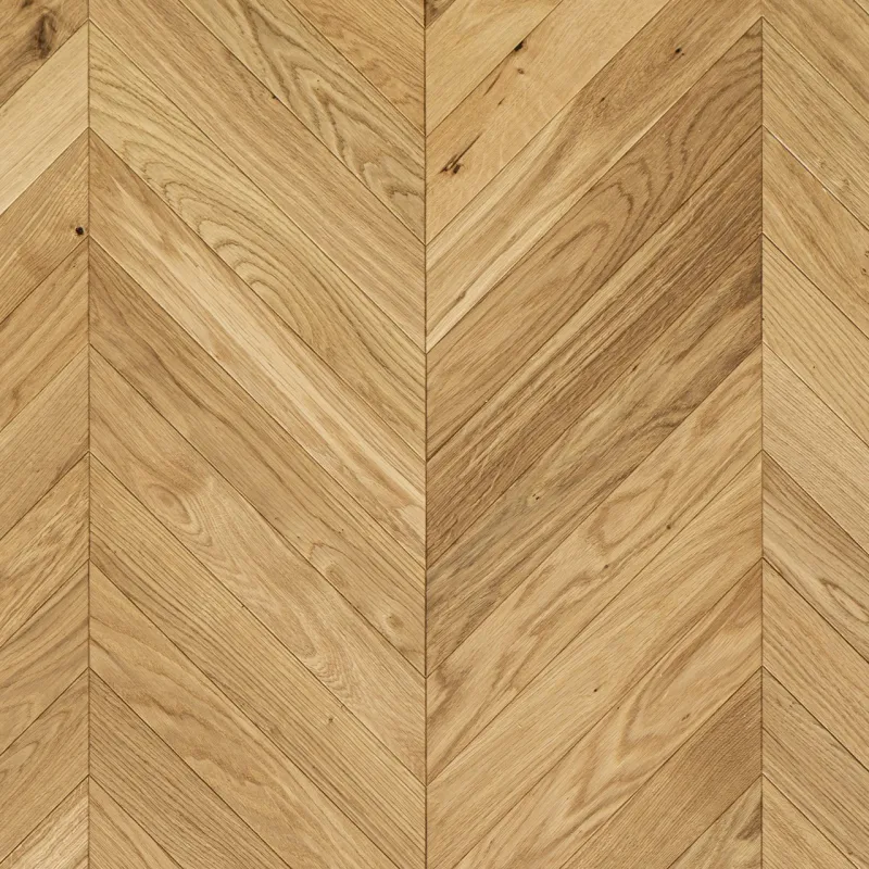 Dąb Eco (Chevron – jodełka francuska) Szczotkowanie, Fazowanie V4, Lakier Wymiary: 405x65x10,5/2,5(+/-0,5) mm